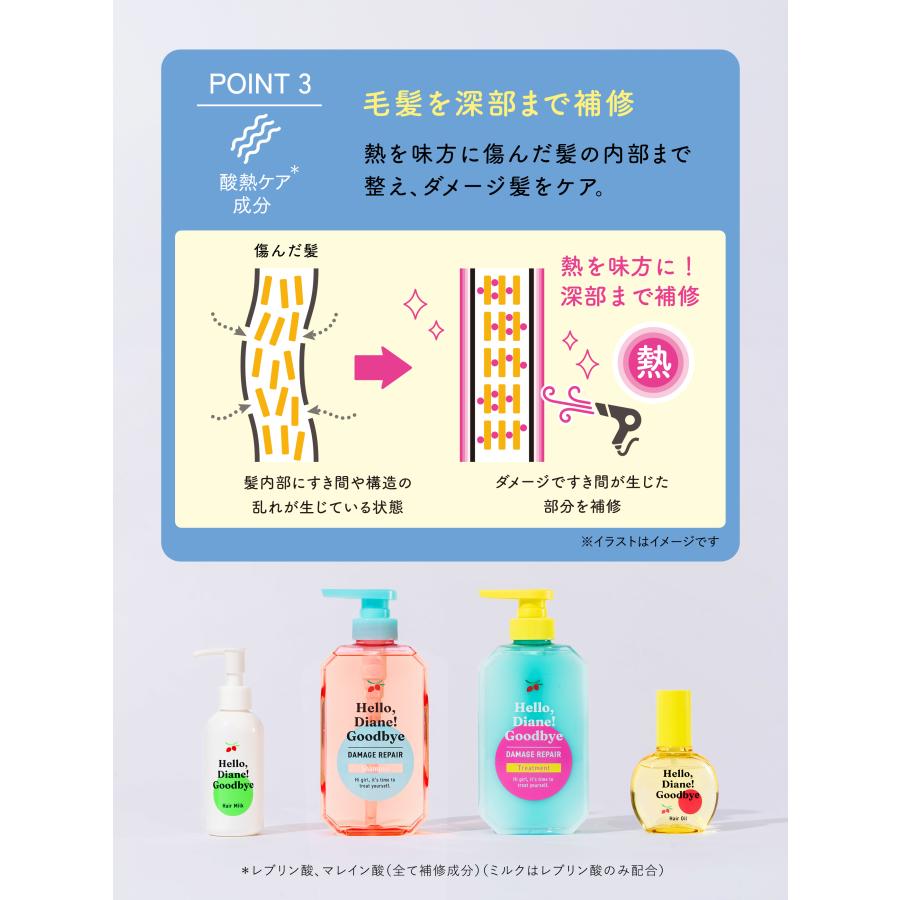 ハローダイアン グッバイ ダメージリペア トリートメント 詰め替え 320ml | オーガニック ノンシリコン 保湿 潤い ダメージケア 女性 アミノケラチン 補修 | モイストダイアン | 04