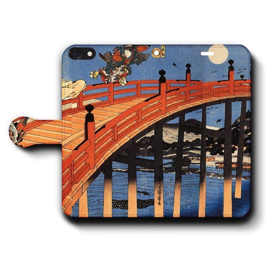 Iphonese 第二世代 Se2 ケース スマホケース 手帳型 あいふぉん 絵画 全機種対応 ケース 人気 ケース 丈夫 耐衝撃 歌川国芳 牛若丸弁慶橋 新着商品