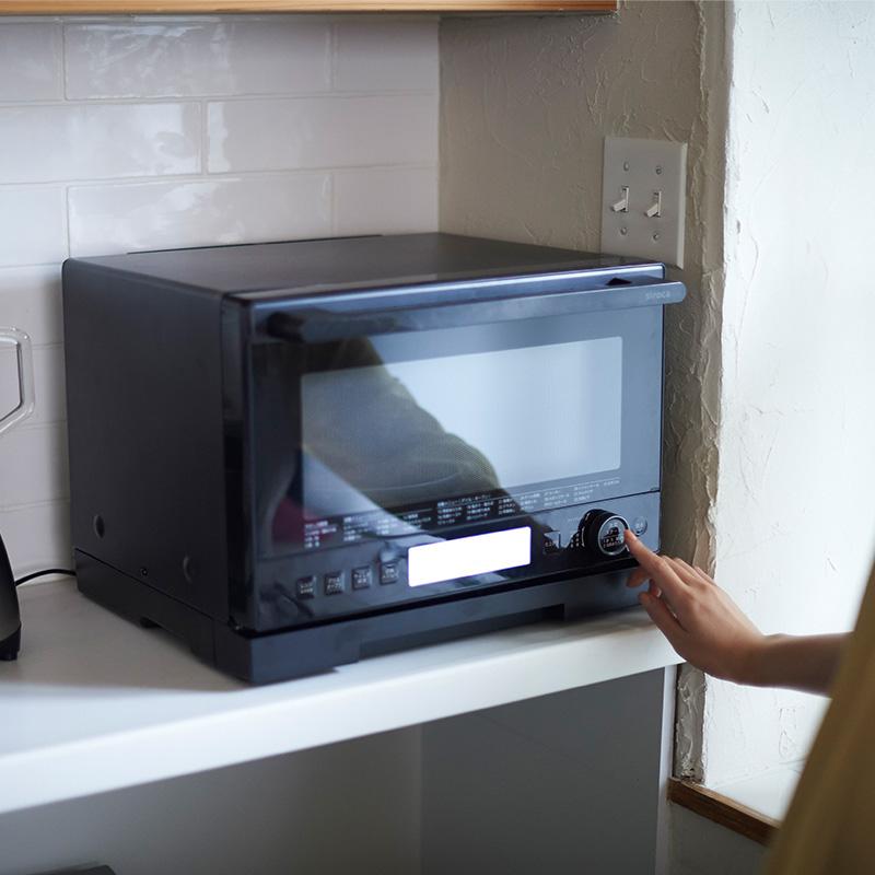 電子レンジ オーブン フラットテーブル おしゃれ 左右ぴったり 背面