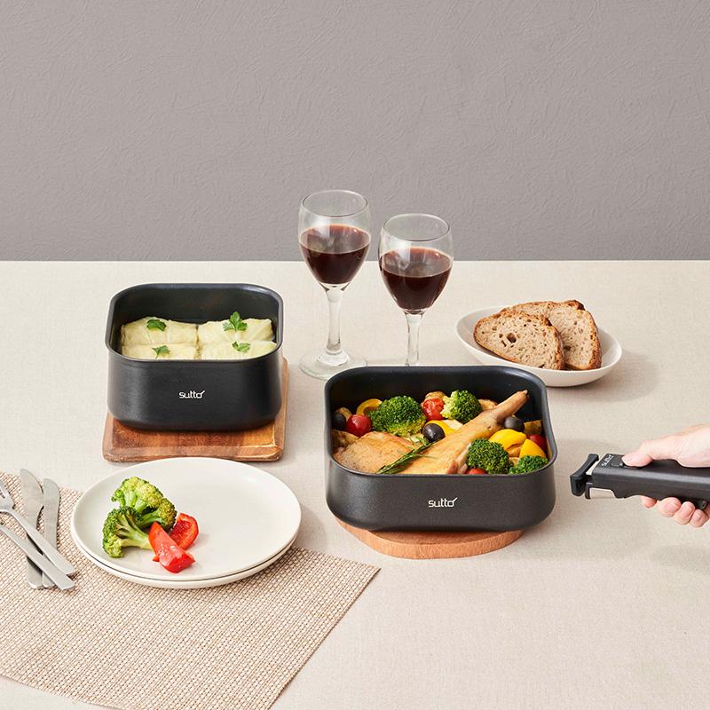 sutto フライパン 四角 スクエア おしゃれ IH オーブン 収納 深型