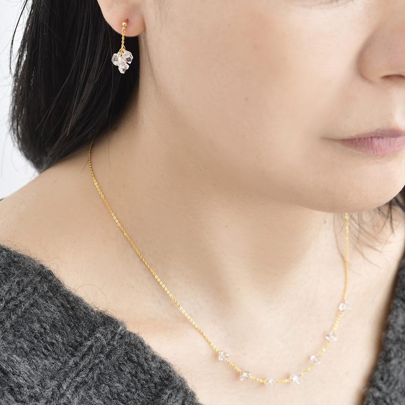 淡水パール×ハーキマーダイヤモンド◇シンプルネックレス ハーキマーダイヤモンド ネックレス レディース おしゃれ ギフト 上品