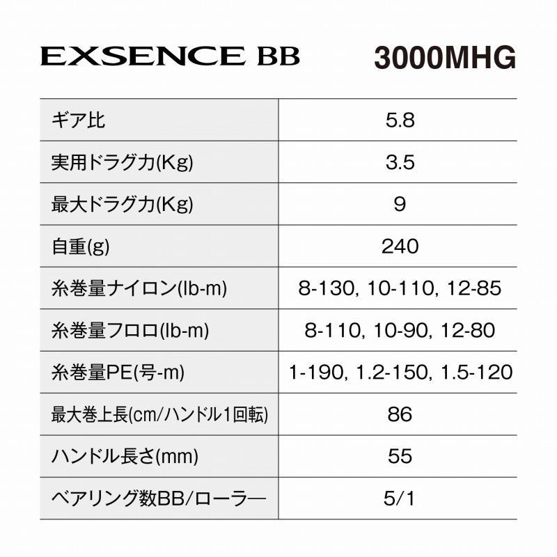 シマノ スピニングリール 24 エクスセンス BB 3000MHG シマノ スピニングリール 24 エクスセンス BB 3000MHG