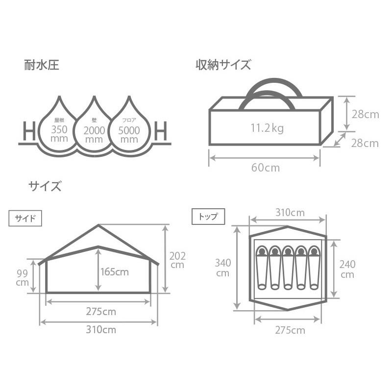 DOD（ディオーオーディー） テント エイテント カーキ : ナチュラム
