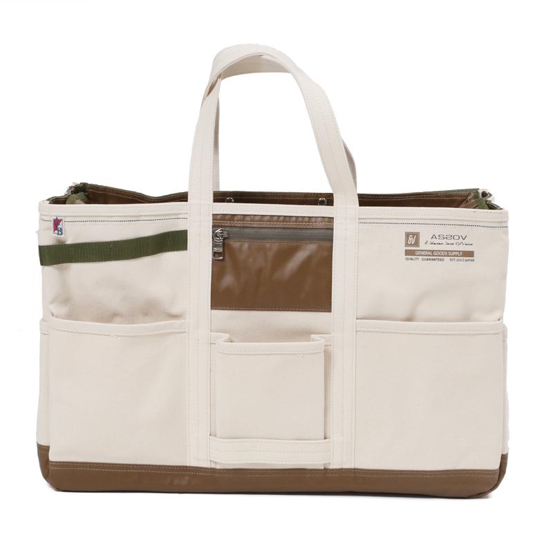 トートバッグ AS2OV ALBERTON CANVAS TOTE(アルバートン キャンバストート) M KHAKI