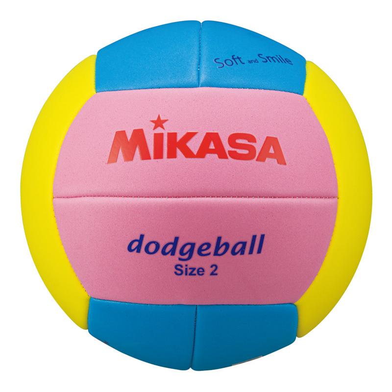 ドッジボール ミカサ スマイルドッジボール 2号 縫い 小学校中学年向け 2号球 ピンク×サックスブルー×イエロー