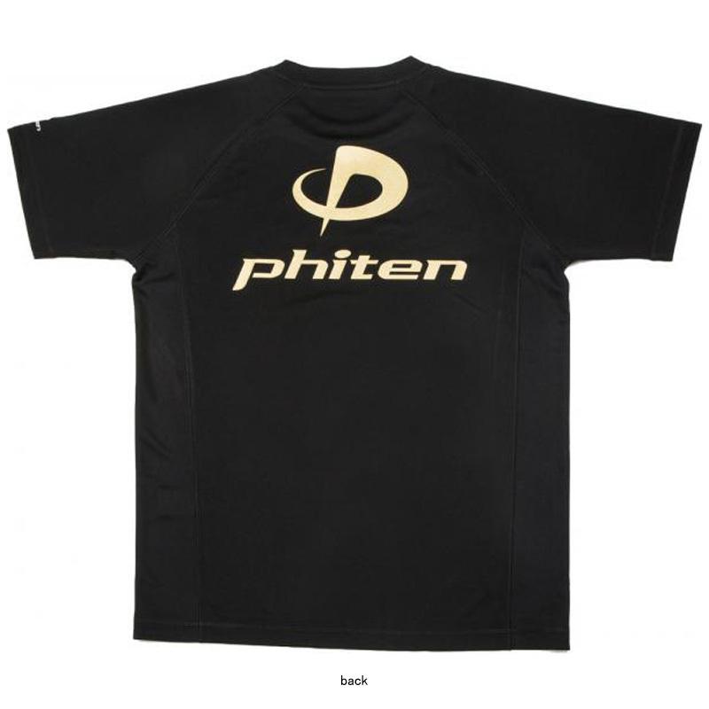 トレーニングウェア phiten RAKUシャツ SPORTS 半袖Tシャツ メンズ/レディース SMOOTH DRY L ブラック×金ロゴ｜naturum-od｜02