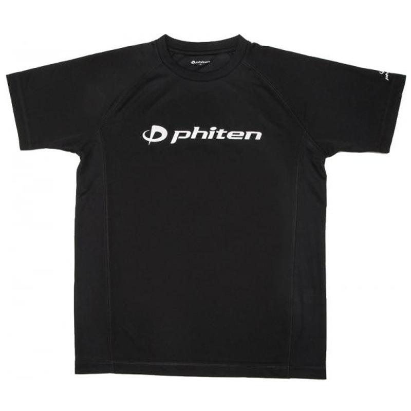 トレーニングウェア phiten RAKUシャツ SPORTS 半袖Tシャツ メンズ/レディース SMOOTH DRY M ブラック×銀ロゴ｜naturum-od