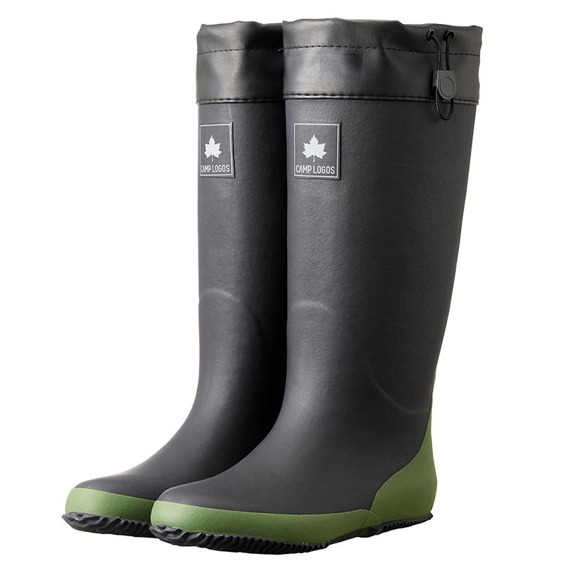 CAMP LOGOS アウトドアブーツ・長靴 コンパクト レインブーツ  XL  ブラック アウトドアブーツ・長靴 CAMP LOGOS コンパクト レインブーツ XL