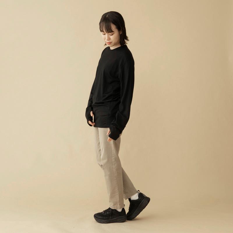アンダーウェア(メンズ) ハイランダー メリノウール100%  日本国内縫製 インナー ロングスリーブ Tee S ブラック｜naturum-od｜17