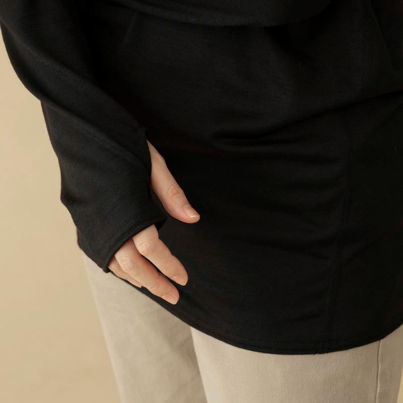 アンダーウェア(メンズ) ハイランダー メリノウール100%  日本国内縫製 インナー ロングスリーブ Tee S ブラック｜naturum-od｜05