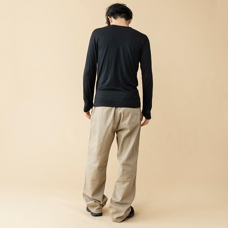 アンダーウェア(メンズ) ハイランダー メリノウール100%  日本国内縫製 インナー ロングスリーブ Tee S ブラック｜naturum-od｜09