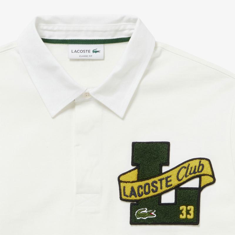 LACOSTE　ラコステ　ラガーシャツ　日本サイズMホワイト ヘリテージワッペン LACOSTE(ラコステ) ヘリテージ ワッペン ラガーシャツ メンズ PH226799