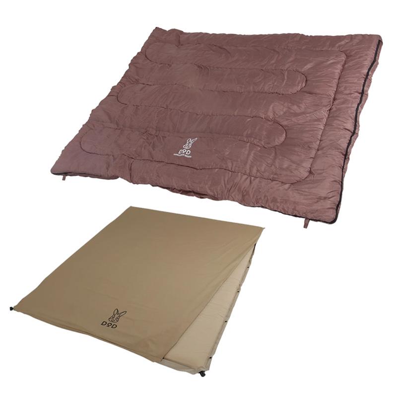DOD 封筒型シュラフ わがやのシュラフ 4人家族用寝袋 5度~-5度+ソトネノサソイ L【お得な2点セット】 DOD（ディオーオーディー） 封筒型シュラフ わがやのシュラフ 4人家族