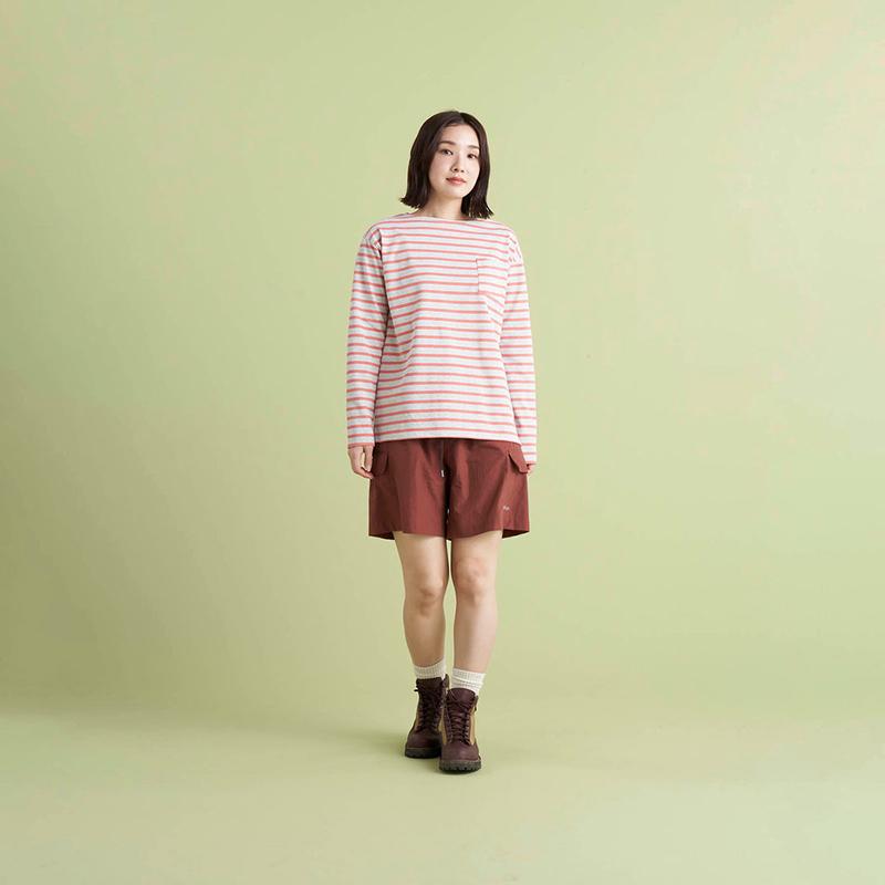 トップス(レディース) ナンガ 24春夏 ECO HYBRID LOOSE FIT BORDER L/S TEE W WM L.GRY×PINK｜naturum-od｜03