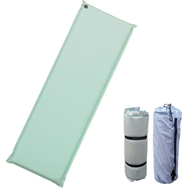 KAKURI アウトドアマット パステルカラー インフレーターマット グリーン 自動膨張 二重バルブ リバーシブル 収納袋付き アウトドアマット KAKURI パステルカラー インフレーターマット