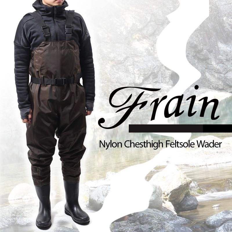 防水非透湿ウェーダー フレイン ナイロンチェストハイウェーダー フェルトソール Ll ディープブラウン Phloeme