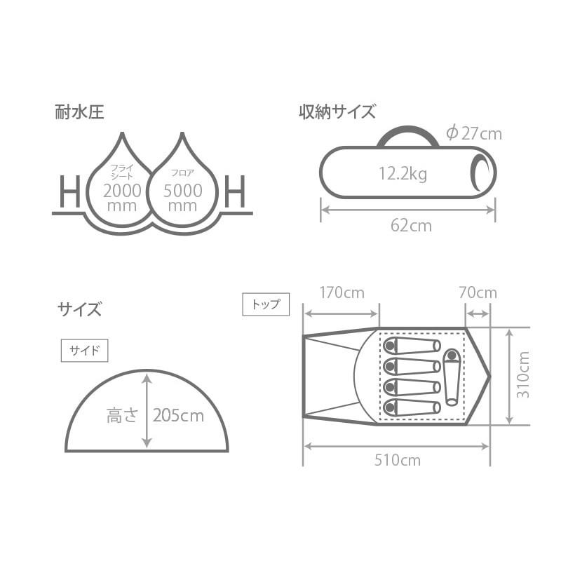 テント DOD ザ・テント L タン&times;カーキ