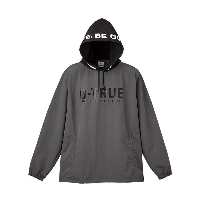 フィッシングウェア エバーグリーン B-TRUE パッカブルプルパーカー M グレー×ブラック