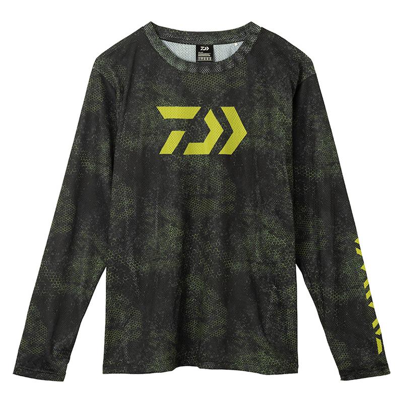 高級素材使用ブランド フィッシングウェア ダイワ De 8622 ドライメッシュロングシャツ L ブラックライムヘクス Quran Unv Edu Sd