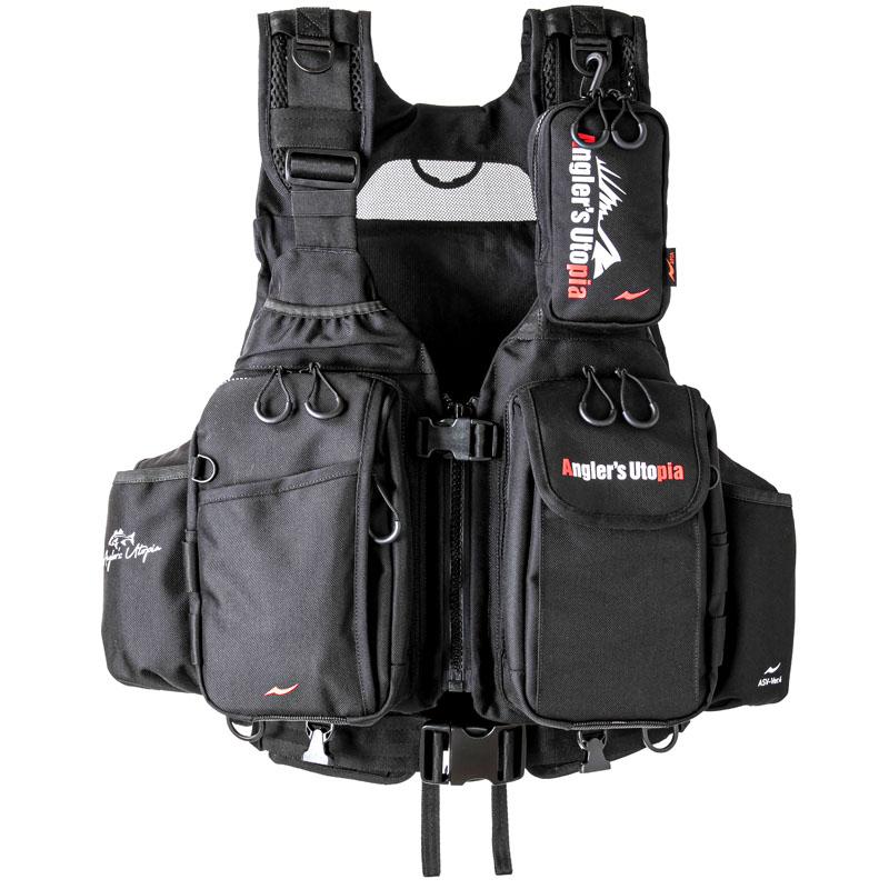 Angler's Utopiaフローティングベスト　ブラック　APIA 7/10-12は全品+P5% フローティングベスト アピア アングラーズサポート