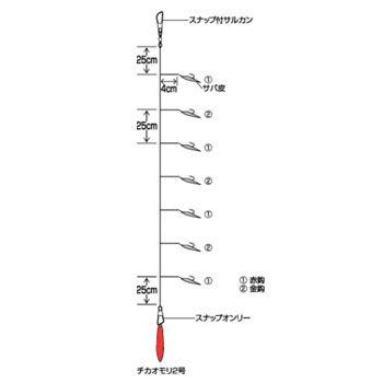 ハヤブサ チカ専科 サバ皮 秋田キツネ7本鈎 鈎4/ハリス0.8 金×赤｜naturum-outdoor｜03