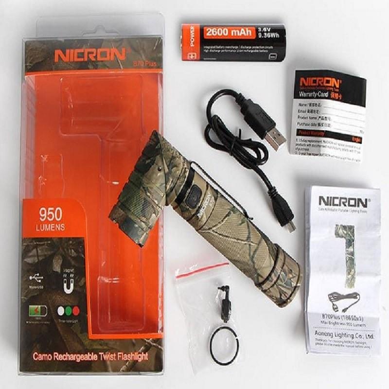 アウトドアライト ニクロン Nicron B70+ Camo Twist 950LM 充電式