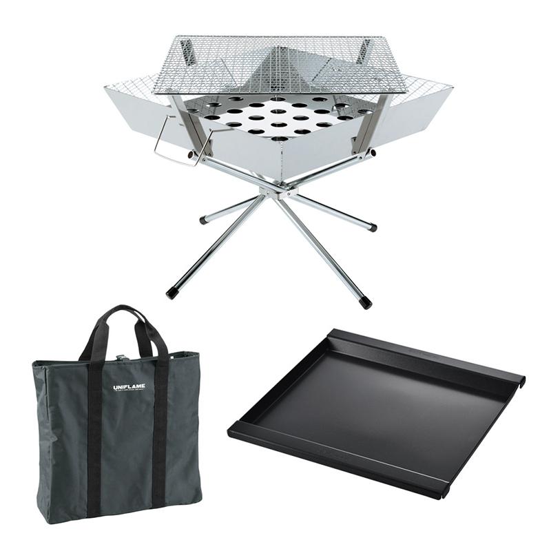 【新品・未使用】UNIFLAME 焚き火台3点セット UNIFLAME（ユニフレーム） BBQ・七輪・焚火台 3点セット ファイア