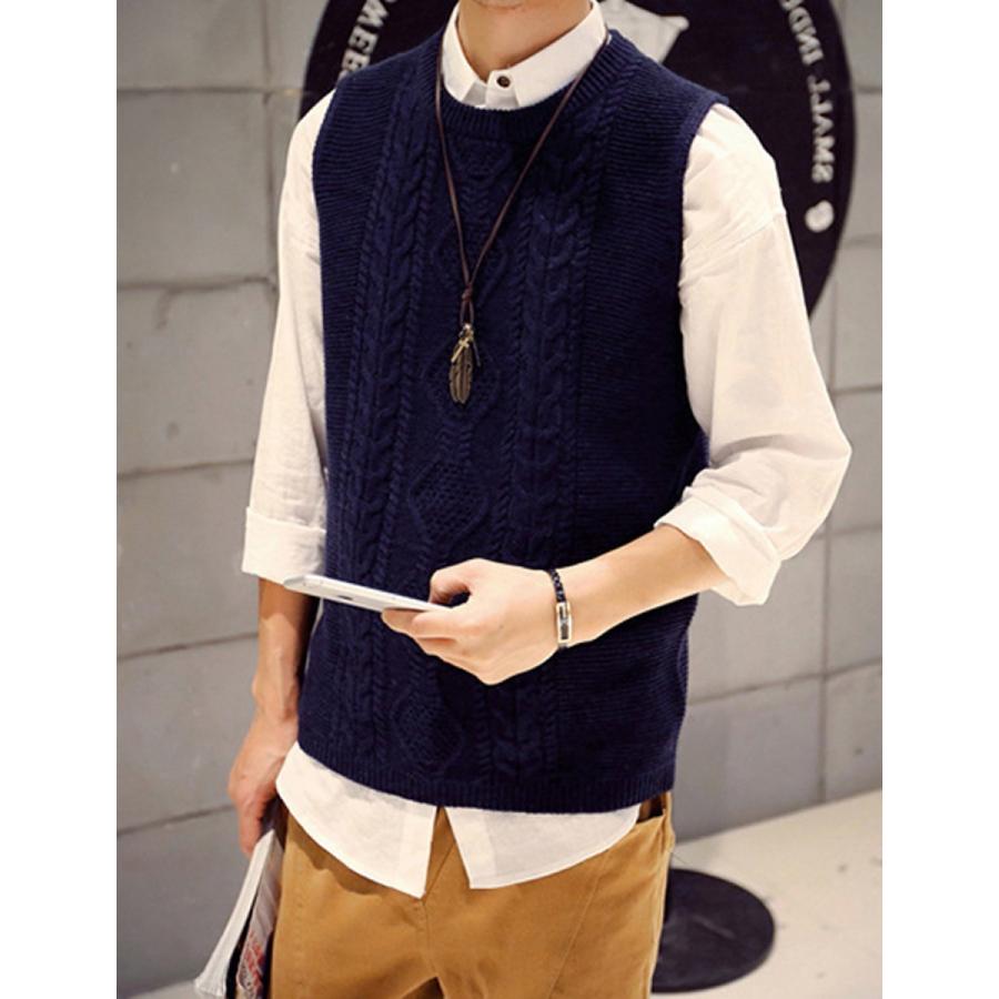 ニットベスト メンズ トップス ジレ カジュアル ビジネス 丸首 U ネック ケーブル編み ゆったり 秋 冬 大きいサイズ Mf002 48 3000 345 ナチュシー 通販 Yahoo ショッピング