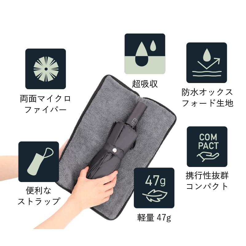 イイダ傘店　日傘　バーバー　折りたたみ カバー付き NatuSe（ナチュシー） 傘カバー 超吸水 マイクロファイバー 傘
