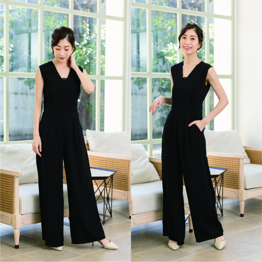 ルフィル　2023　ワイドオールインワン　サロペット　フレア　ストレッチ　黒 ルフィル2023ワイドオールインワンサロペットフレアストレッチ黒