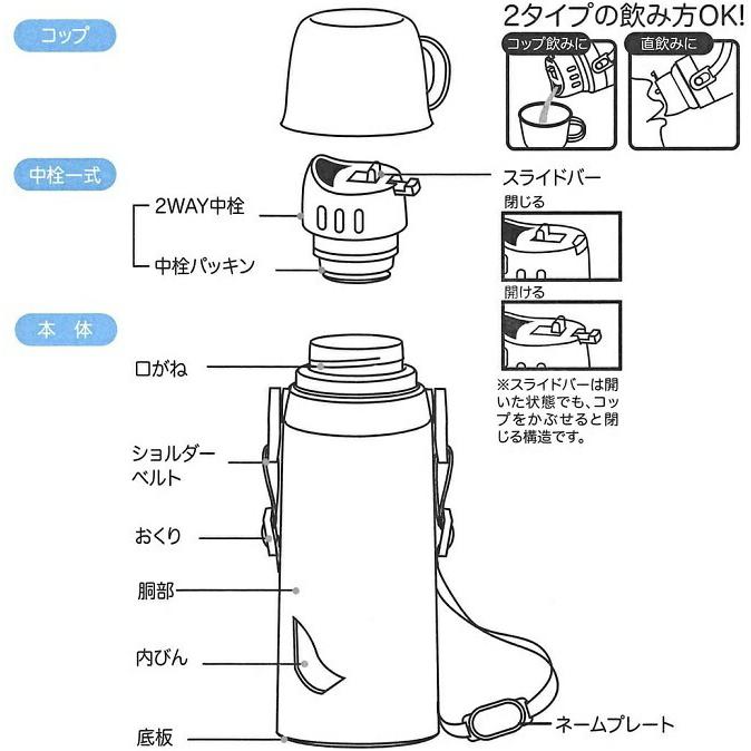 水筒 スケーター 600ml すみっコぐらし 軽量2WAYステンレスボトル STGC6N 4973307482915 マグボトル コップ付 おしゃれ skater｜naughty-minami｜05