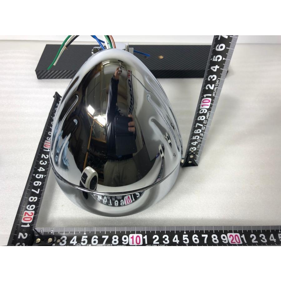 ☆栃木発☆ 5-3/4インチ リブドヘッドライト H4 ランプ メッキ