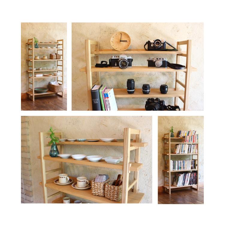 オークヴィレッジ Kigumiシェルフ 4段 木組みシェルフ オープン