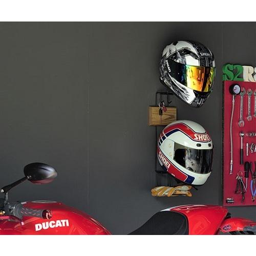 オークス AUX ヘルメットハンガー リノ RENO AYS33HM バイク ヘルメット 収納 キーフック 壁面 取付簡単 ディスプレイ 壁掛け おしゃれ シンプル インテリア | オークス | 09