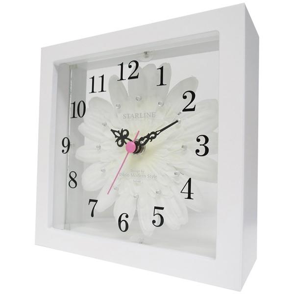 美しいお花の掛け時計♪ アートフラワークロック ガーベラ ホワイト GERBERA White STARLINE スターライン STW-1189 WT 【代引不可】 |  | 01