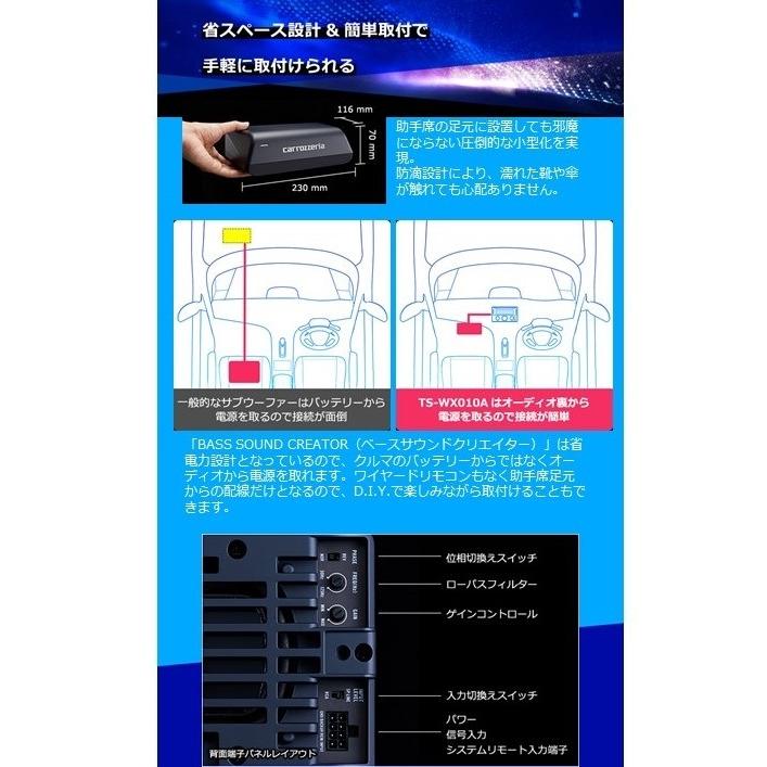 パイオニア カロッツェリア スピーカー17cm×8cmパワードサブウーファー カーオーディオスピーカー Pioneer carrozzeria TS-WX010A | カロッツェリア | 10