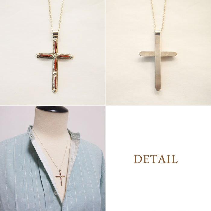 インディアン ジュエリー コーラル クロス ペンダントトップ INDIAN