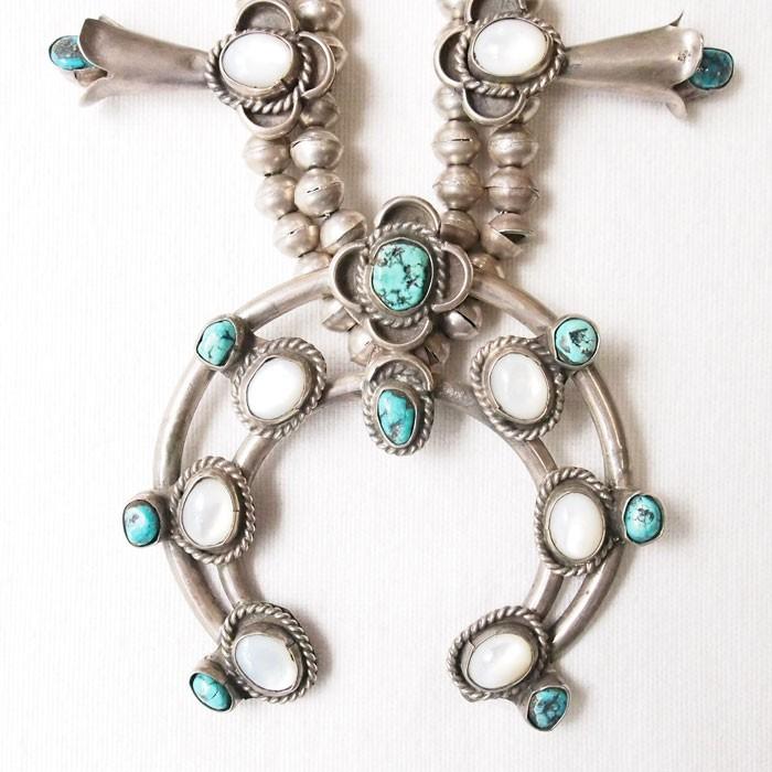 NAVAJOヴィンテージOLDPAWNナバホパールターコイズ ナジャネックレス インディアン ジュエリー ナバホ OLD PAWN NAVAJO