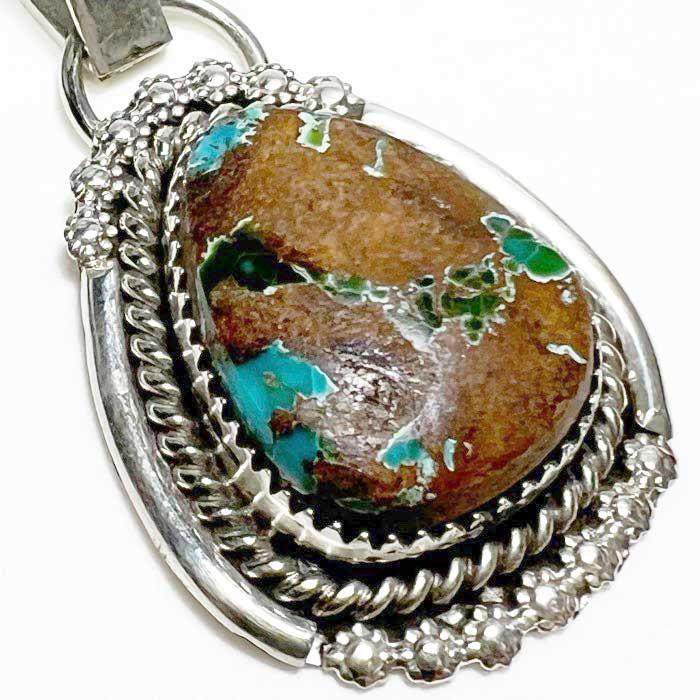 NAVAJO ナバホ ターコイズシルバーネックレストップ ペンダントトップ ナバホ スターリングシルバー ターコイズ クロス ペンダント