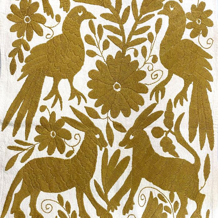MEXICAN OTOMI HANDEMBROIDERED　オトミ刺繍　テーブルクロス 190×41.5センチ/KHAKI｜navie｜02