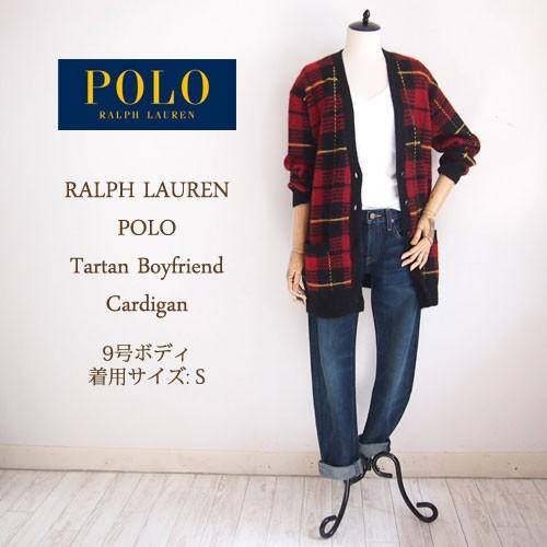 【SALE】【Polo by Ralph Lauren】ポロ ラルフローレン タータンチェック モヘア カーディガン/REDセーター