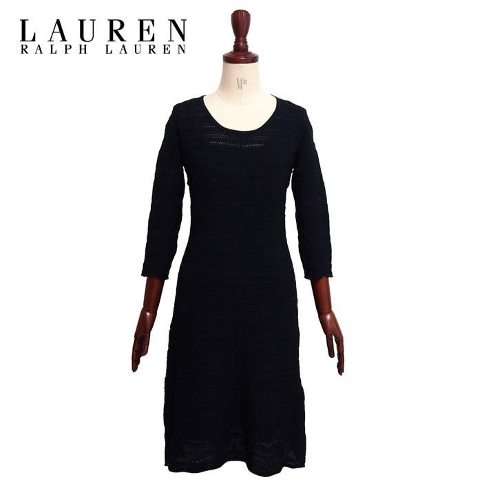 ラルフローレン ローレン レディース レース編み ニット ワンピース/ブラック　LAUREN by Ralph Lauren Dress  :RLW-OP-202:NAVIE - 通販 - Yahoo!ショッピング