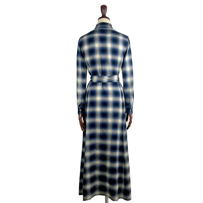 ラルフローレン ポロ レディース チェック マキシ丈 ワンピース/BLUE