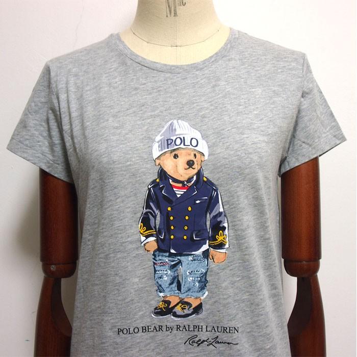 ラルフローレン ポロ レディース コットン ポロベアー クルーネック Tシャツ/グレー POLO Ralph Lauren T-Shirts