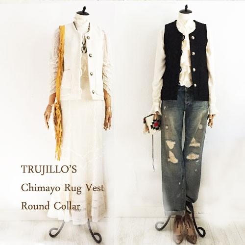 TRUJILLO'S トルフィリオス ラウンドカラー チマヨ ラグ ベスト/BLACK 
