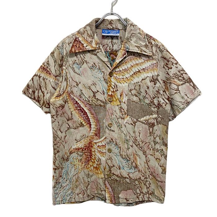 60〜70s NATIONAL SPORT SHIRTS アロハシャツ　虎柄 USED 70's OCEAN PACIFIC Tiger&Eagle Cotton Hawaiian Shirts OP 裏