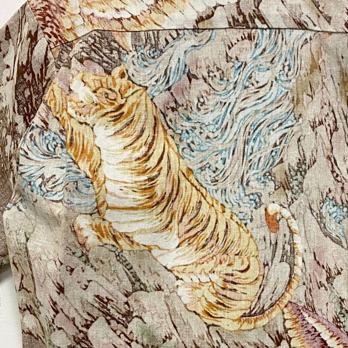 USED 70's OCEAN PACIFIC Tiger&Eagle Cotton Hawaiian Shirts OP 裏