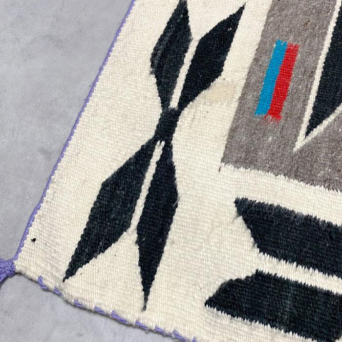 60s OLD NAVAJO HANDWOVEN YEI DESIGH WOOL RUG 89×15 ハンドメイド