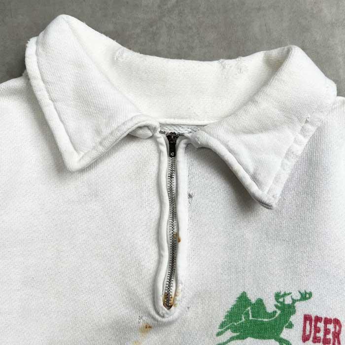 60's VINTAGE Half Zip Sweat Shirts /WHITE 60年代