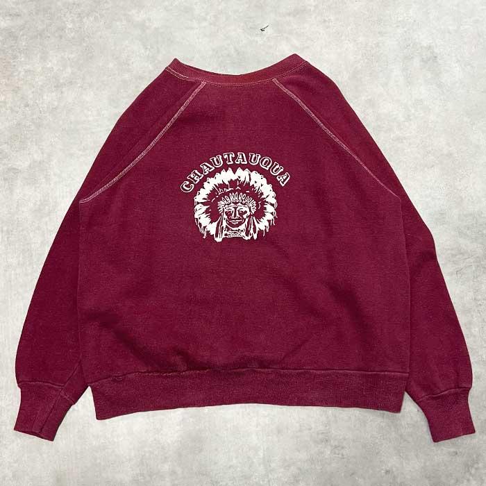 60's VINTAGE VELLA SHEEN Raglan Sleeve Sweat Shirts BURGUNDY